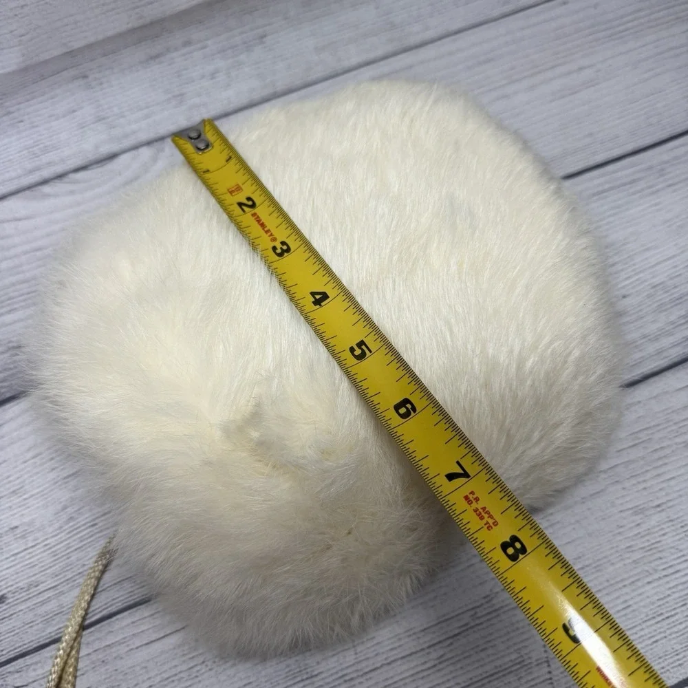 Vintage White Childs Fur Muff Hand Warmer 8